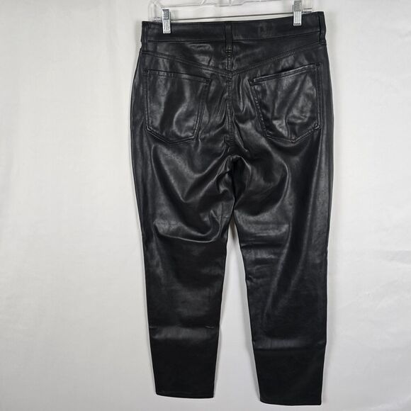 Old Navy Pants Women's 10 Black Faux Leather High Rise O.G. Straight Pockets - Picture 6 of 16